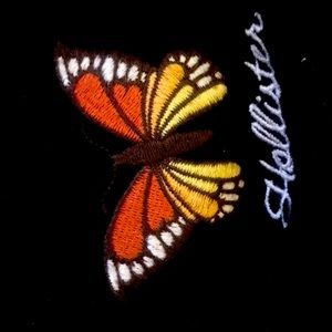 Cropped black crew neck butterfly sweatshirt from hollister